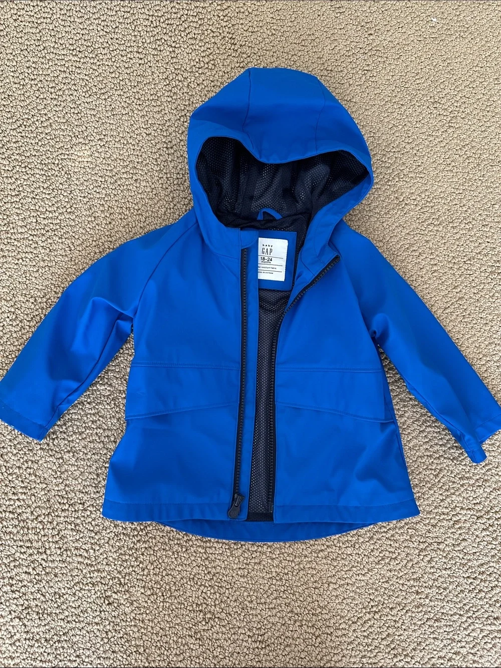 GAP Kids Hooded Rain Jacket in Bright Blue